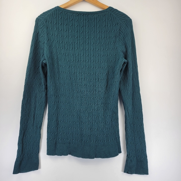 Talbots Womens Sweater Size Large Pima Cotton Pullover Cable Knit - Picture 3 of 9